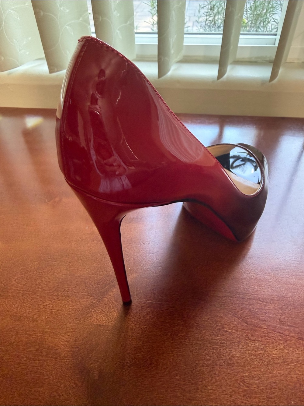 Aris Red Patent Open-Toe Stiletto Heel